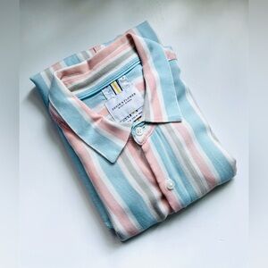 Ricky Singh Denim & Flower Pastel Stripe Button Down Shirt